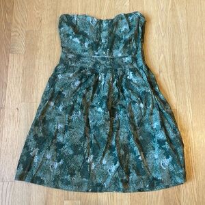 Jack cotton lined mini green strapless dress size S
